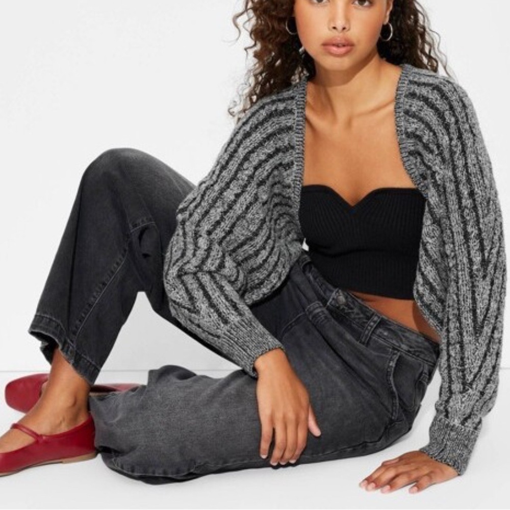 🖤Wild Fable Black and Gray Striped Sweater Shrug